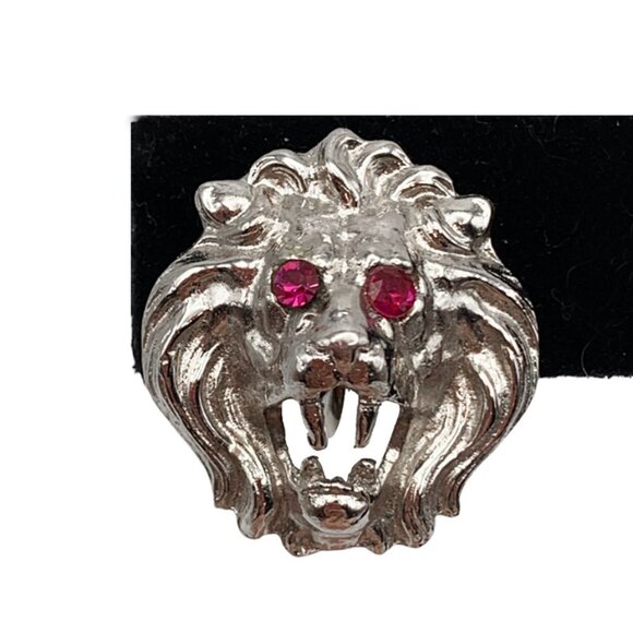 RARE VINTAGE SIGNED CORO Lion's Head Clip On Earrings - Picture 3 of 6